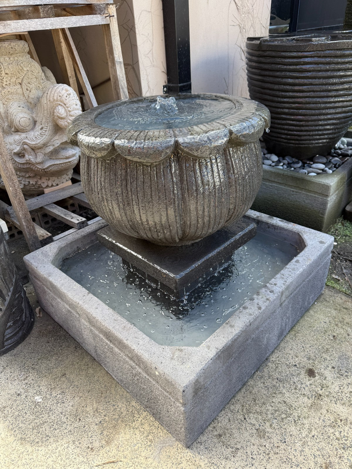 Balinese Lotus Water Feature - Bali NEW STYLE Lotus Water Feature - Bali Garden