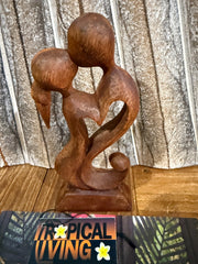 Balinese Hand Carved Wooden Sculptures - Wood Carved Abstract Bali Love Sculptur
