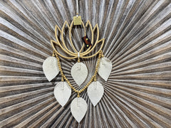 Balinese Hand Crafted Bamboo Lotus Wall Art w/Bead & Leaf Trim - Bali Lotus Art