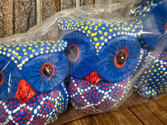 Balinese Hand Carved Set 3 Wooden Owls - Bali Wood Carved Owl Set of 3