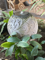 Balinese Carved Sphere Water Feature - Bali Ball Water Feature AMAZING Sound Mon
