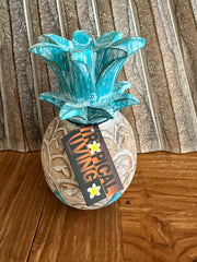 NEW Hand Carved Wooden Pineapple Decor - BOHO Style  -  4 Colours Available MED