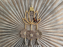 Balinese Handmade Bamboo Lotus Wall Art w/Bead & Flower Trim - Bali Lotus Art