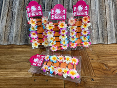 Pack 10 Frangipani Hair Pins - Assorted Coloured Frangipani Bobby Pins Pack 10