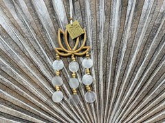 Balinese Hand Crafted Bamboo Lotus w/Capiz Shell Chime or Wall Art - Lotus Chime