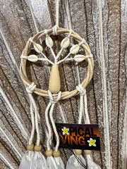 Balinese Handmade Tree of Life Dream Catcher - W/Shell & Feather Trim Bali Dream