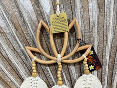 Balinese Hand Crafted Bamboo Lotus Wall Art w/Leaf Tassel / Lotus Dream Catcher