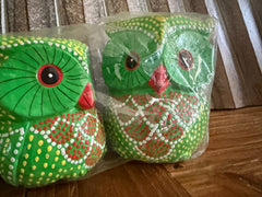 Balinese Hand Carved Set 3 Wooden Owls - Bali Wood Carved Owl Set of 3