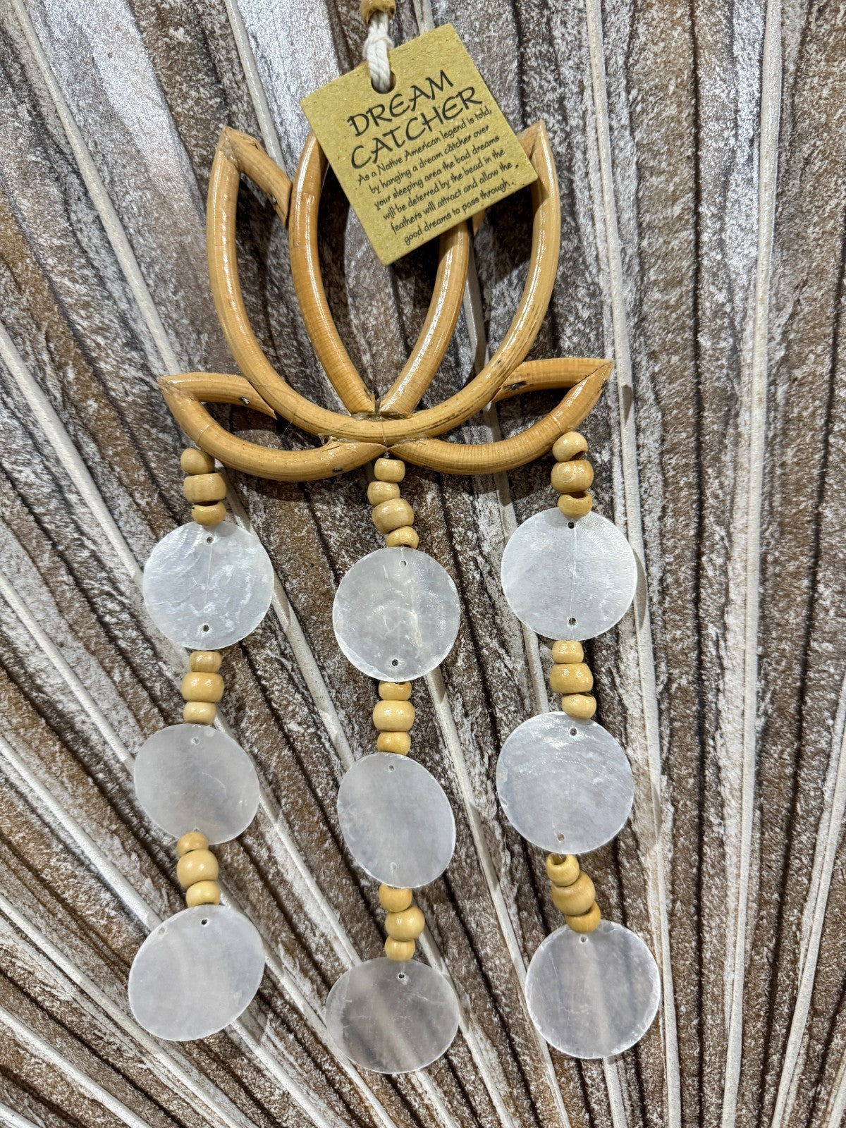 Balinese Hand Crafted Bamboo Lotus w/Capiz Shell Chime or Wall Art - Lotus Chime