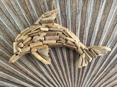 NEW Balinese Hand Crafted Driftwood Dolphin Hanger / Wall Art