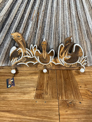 NEW Balinese Timber 3 Peg PELICAN Hanger - Nautical Style 3 Peg Hanger