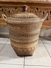 Balinese Hand Woven Rattan Laundry Basket w/Lid  - 3 Sizes - Clothes Basket