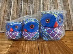 Balinese Hand Carved Set 3 Wooden Owls - Bali Wood Carved Owl Set of 3
