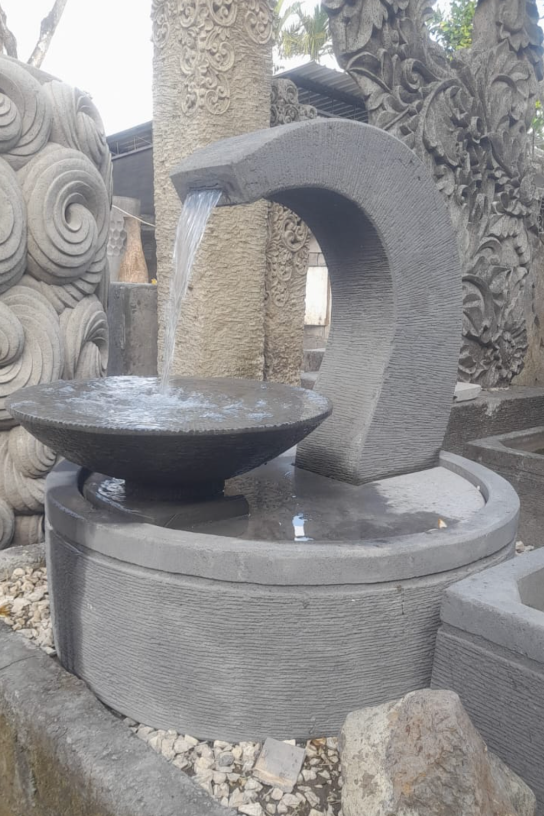 Balinese Round Shower Water Feature - Bali Water Round w/GREAT WATER SOUND!!