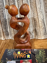 Balinese Hand Carved Wooden Sculptures - Wood Carved Abstract Bali Love Sculptur