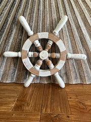 NEW Balinese Handmade Wooden Boat Steering Wheel Wall Art -  2 Colours Available