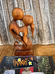 Balinese Hand Carved Wooden Sculptures - Wood Carved Abstract Bali Love Sculptur