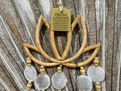 Balinese Hand Crafted Bamboo Lotus w/Capiz Shell Chime or Wall Art - Lotus Wall Art