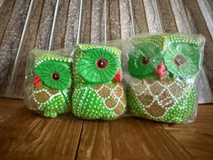 Balinese Hand Carved Set 3 Wooden Owls - Bali Wood Carved Owl Set of 3