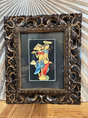 Balinese Traditional Painting w/Bali Carved Frame - Traditional Bali Painting