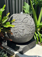 Balinese Carved Sphere Water Feature - Bali Ball Water Feature AMAZING Sound Mon