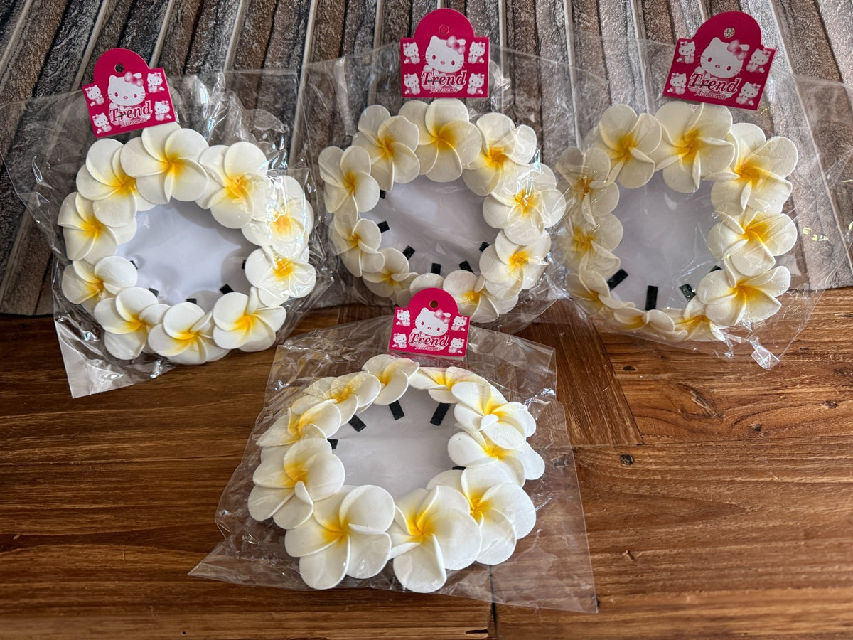 Pack 10 Frangipani Hair Clips - White/Yellow Frangipani Crocodile Hair Clip