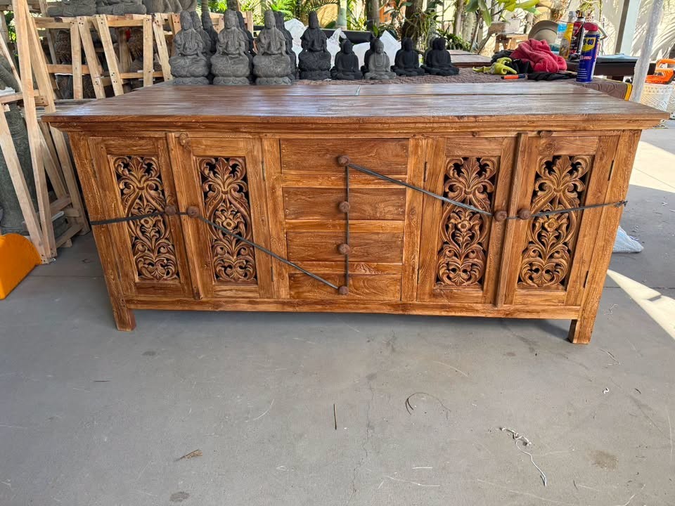 NEW Beautifully Hand Carved TEAK Wood Balinese Sideboard - Balinese Buffet