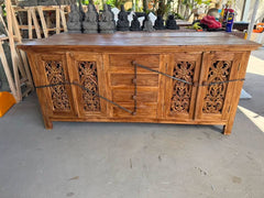 NEW Beautifully Hand Carved TEAK Wood Balinese Sideboard - Balinese Buffet
