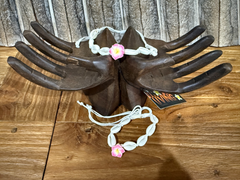 Hand Crafted Frangipani / Shell Bracelet  - Pink or Blue - Inexpensive gift!!