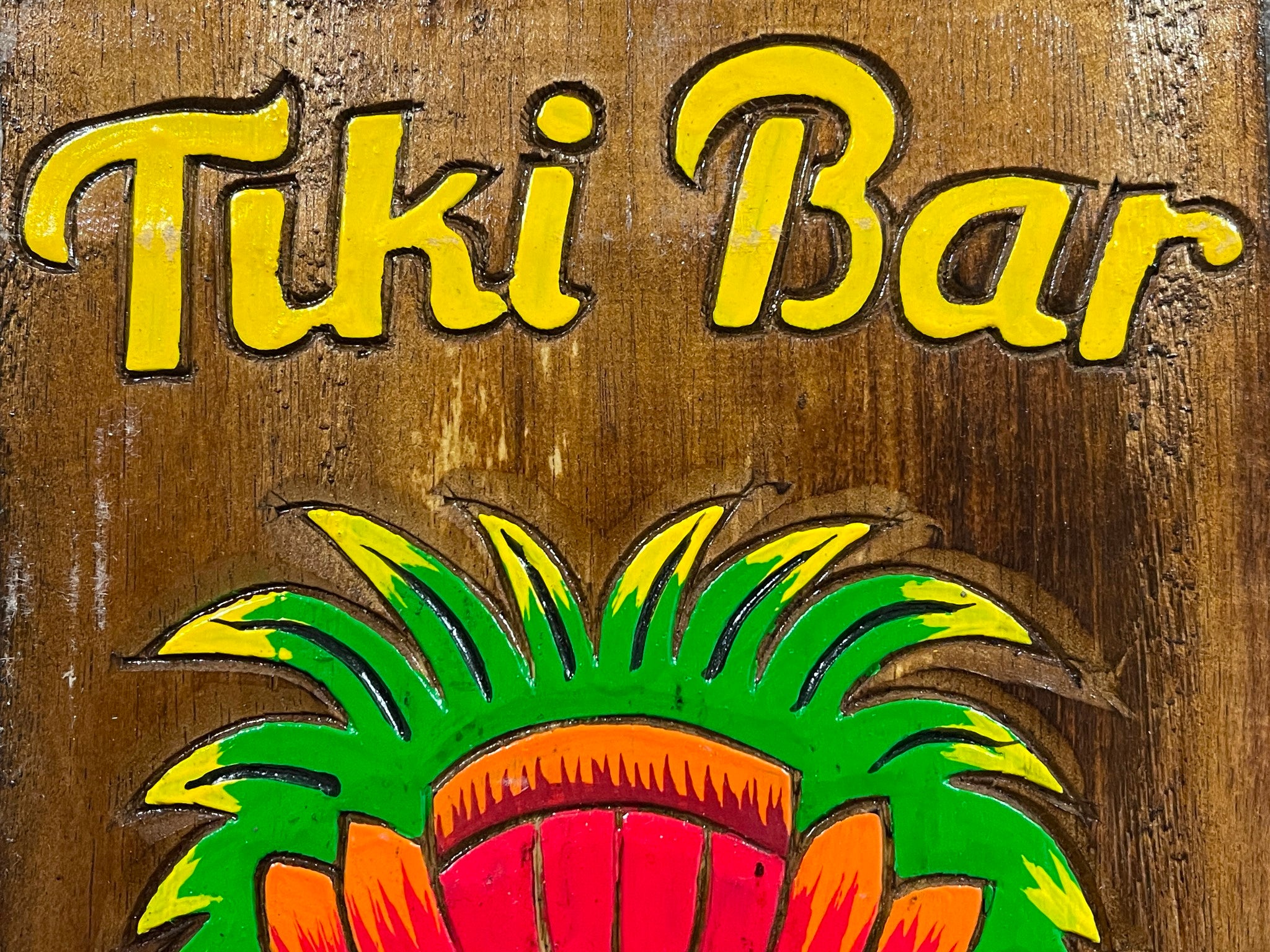 NEW Hand Crafted & Carved TIKI BAR Sign - Tropical Island Bali Bar Sign 20x40cm