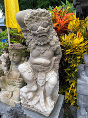 Balinese Set 2 Hanoman / Raksasa Carved Paras Concrete Statues - Bali Statues