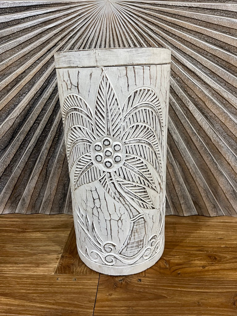 NEW Balinese Hand Carved Palm Tree lWooden Pot/Vase - Wooden Feature Pot