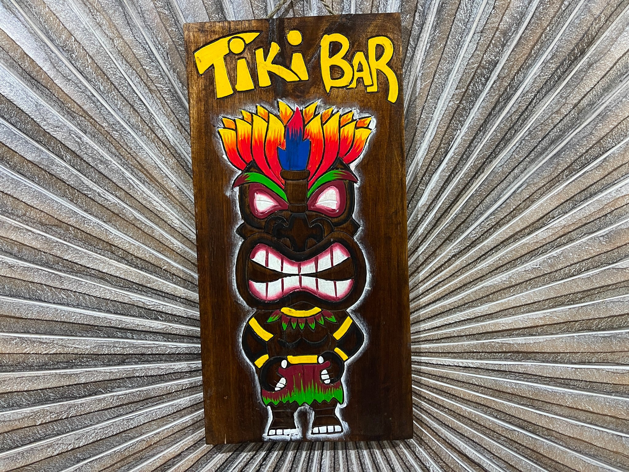 NEW Hand Crafted & Carved TIKI BAR Sign - Tropical Island Bali Bar Sign 50x25cm