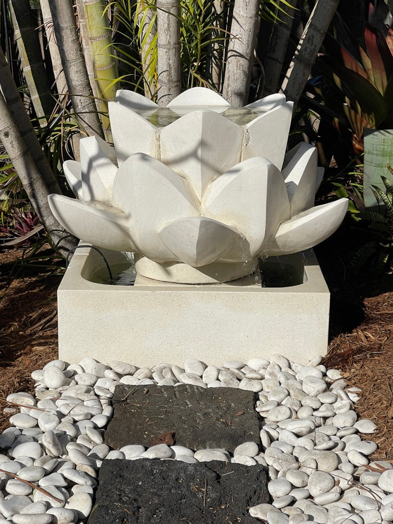 NEW Balinese Lotus Water Feature - Terrazzo Lotus Water Feature - Bali Garden