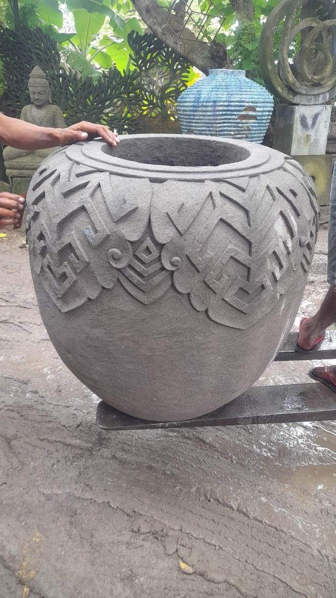 Balinese Master Carved Paras Pot - Unique High Quality Bali Aztec FEAT ...