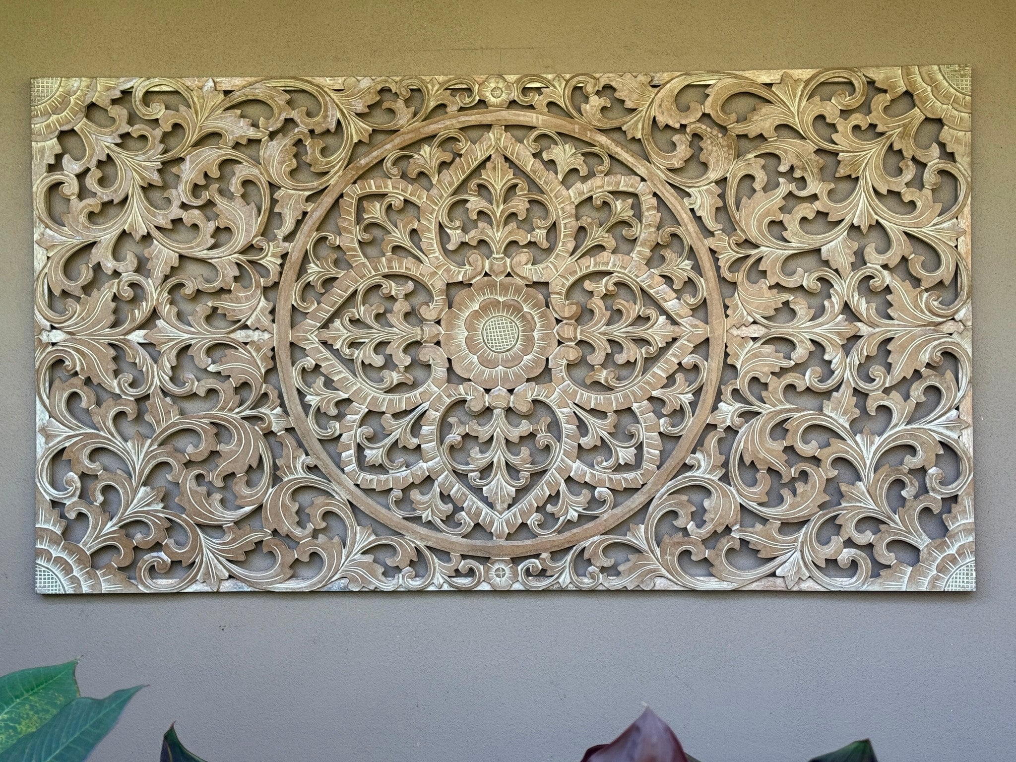 New Balinese Carved Mandala Panel - Bali Wall Art - Mandala Wall Art 180x100cm
