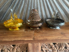 NEW Balinese Ornate Metal Incense Coil Holder - Bali Incense Holder - 3 colours