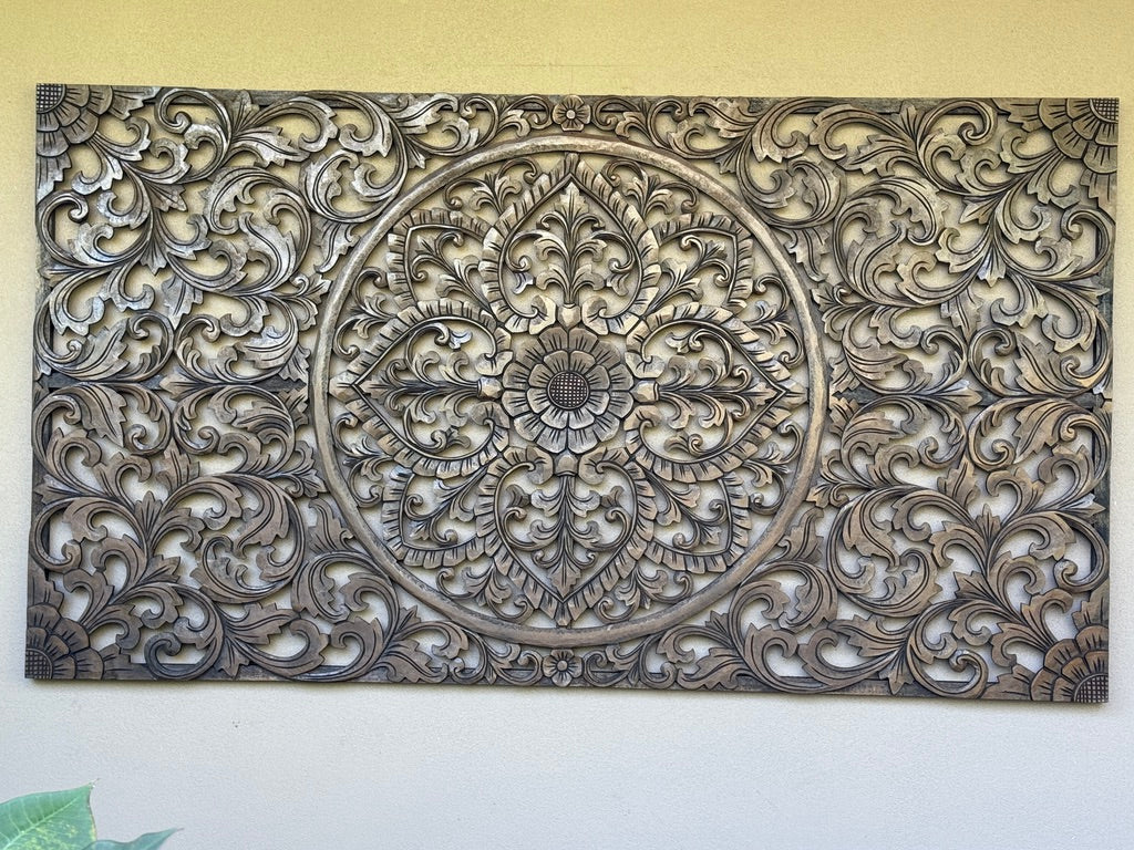 New Balinese Carved Mandala Panel - Bali Wall Art - Mandala Wall Art 180x100cm
