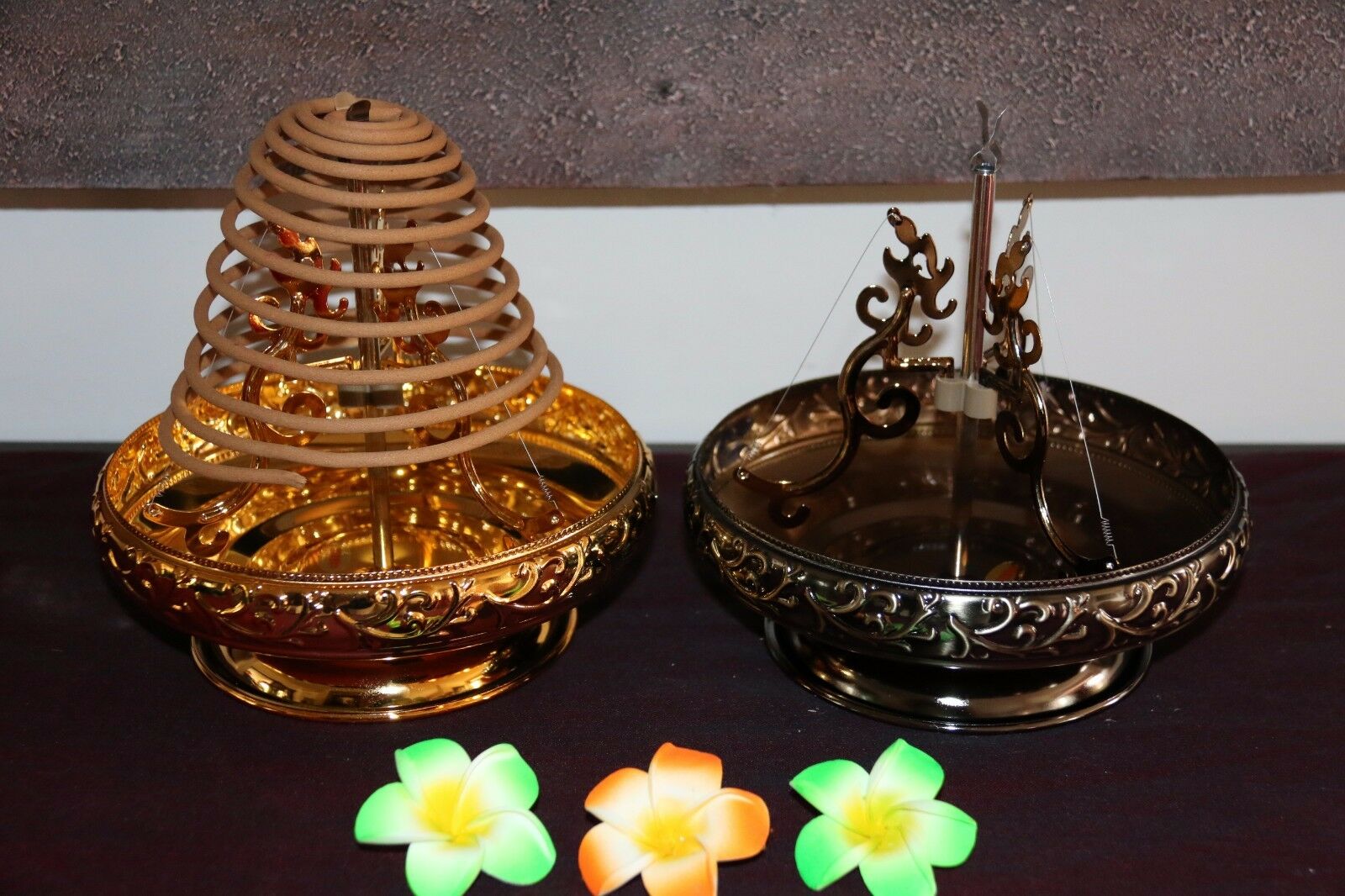 NEW Balinese Ornate Metal Incense Coil Holder - Bali Incense Holder - 3 colours