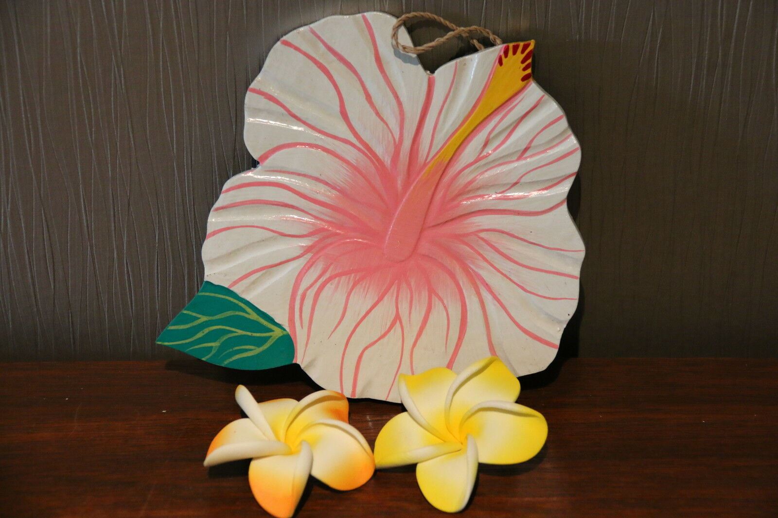 NEW Hand Crafted Balinese MDF Hibiscus Flower - Bali Wall Art