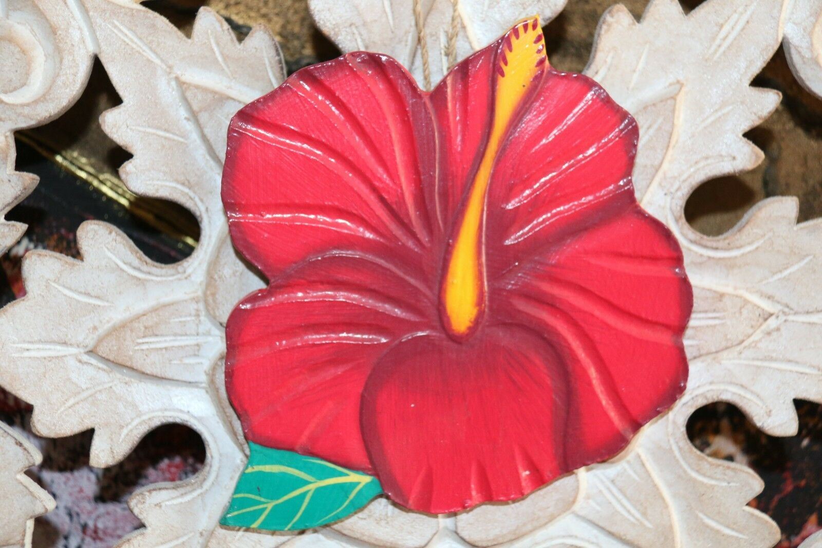 NEW Hand Crafted Balinese MDF Hibiscus Flower - Bali Wall Art