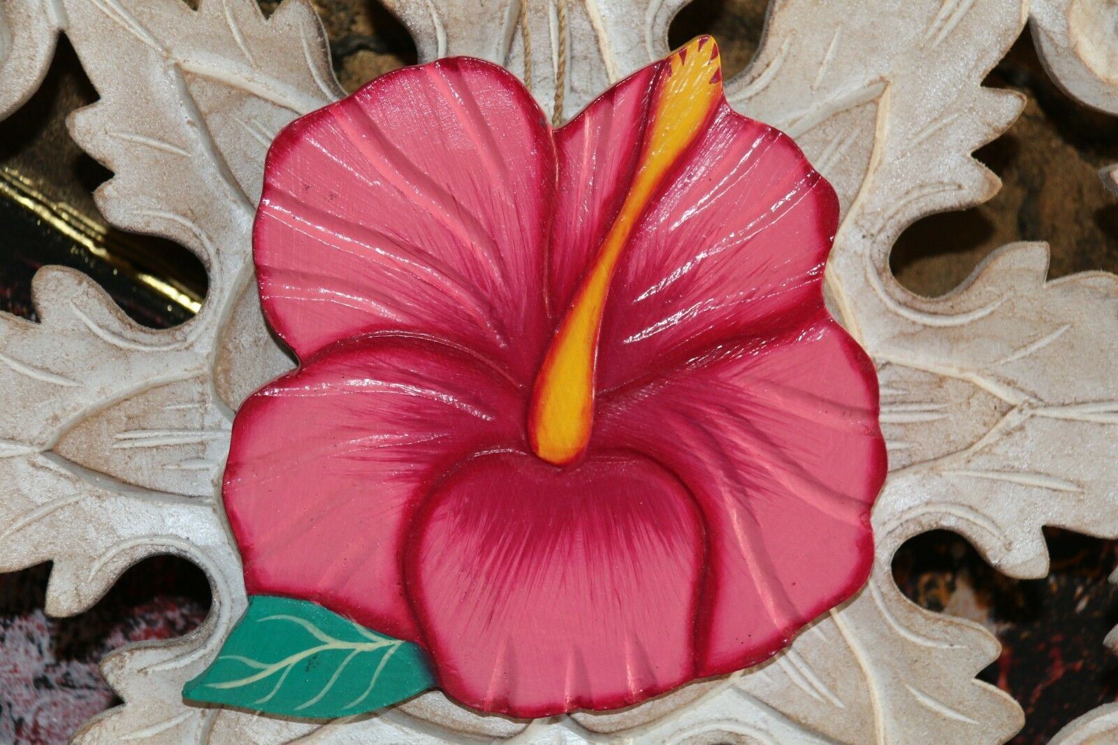 NEW Hand Crafted Balinese MDF Hibiscus Flower - Bali Wall Art