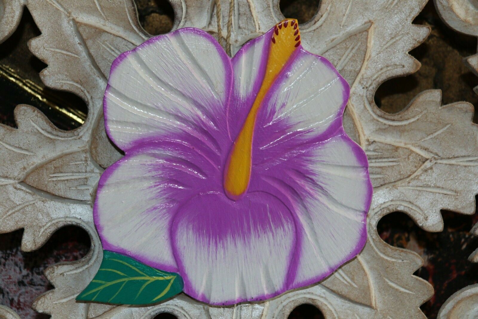 NEW Hand Crafted Balinese MDF Hibiscus Flower - Bali Wall Art