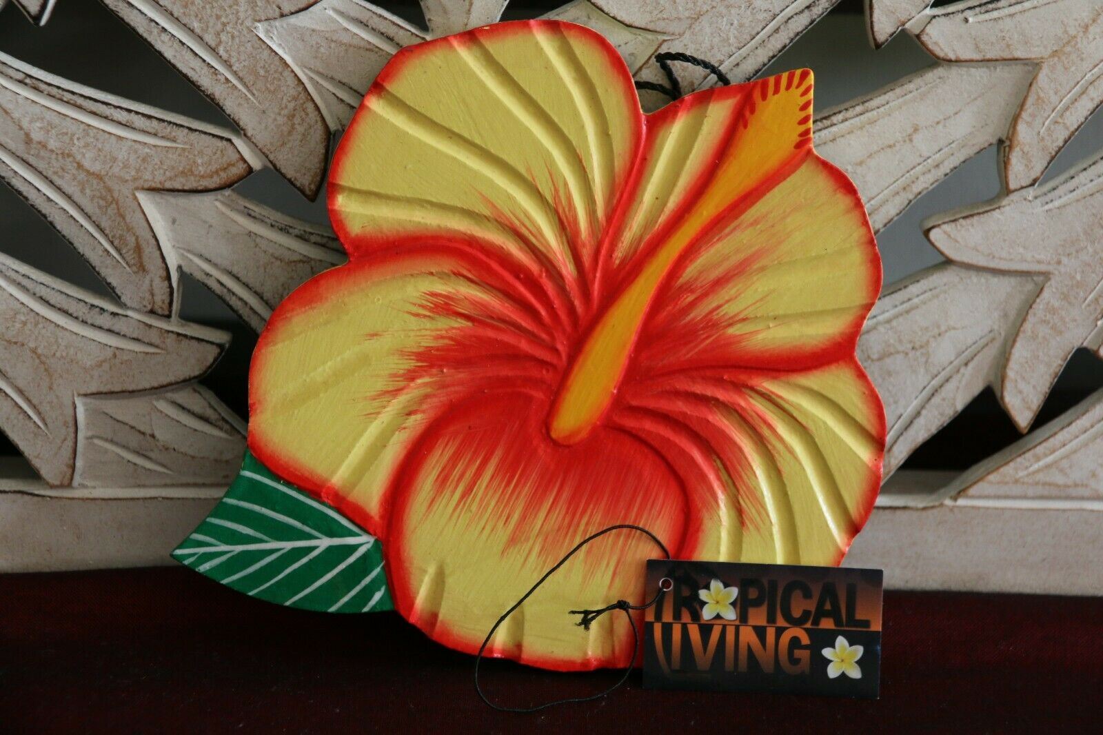 NEW Hand Crafted Balinese MDF Hibiscus Flower - Bali Wall Art