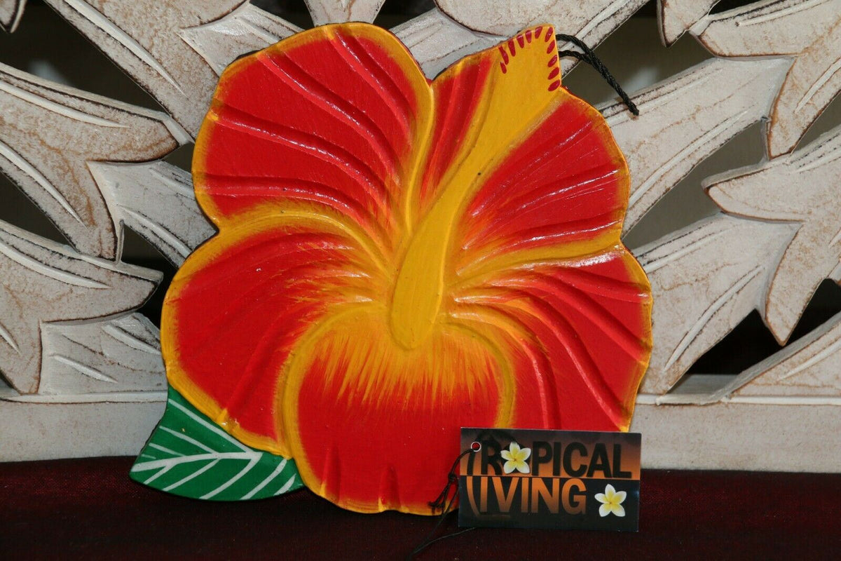 NEW Hand Crafted Balinese MDF Hibiscus Flower - Bali Wall Art