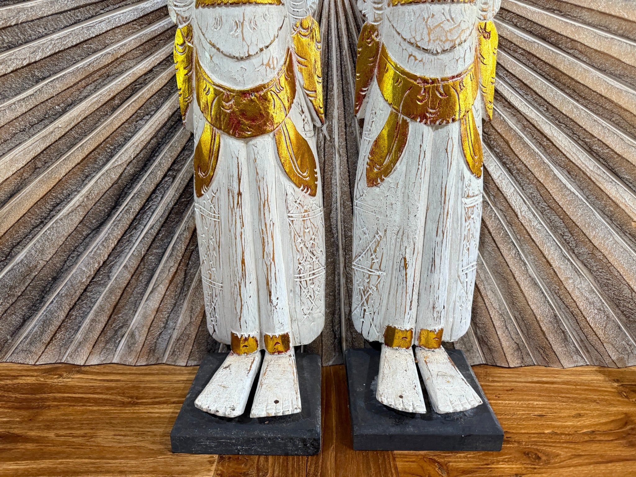 NEW Balinese Hand Carved Wooden Rama & Shinta Sculptures - Set of 2 80cm tall