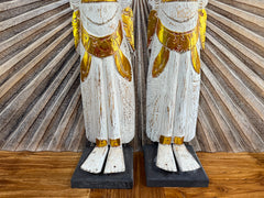 NEW Balinese Hand Carved Wooden Rama & Shinta Sculptures - Set of 2 80cm tall