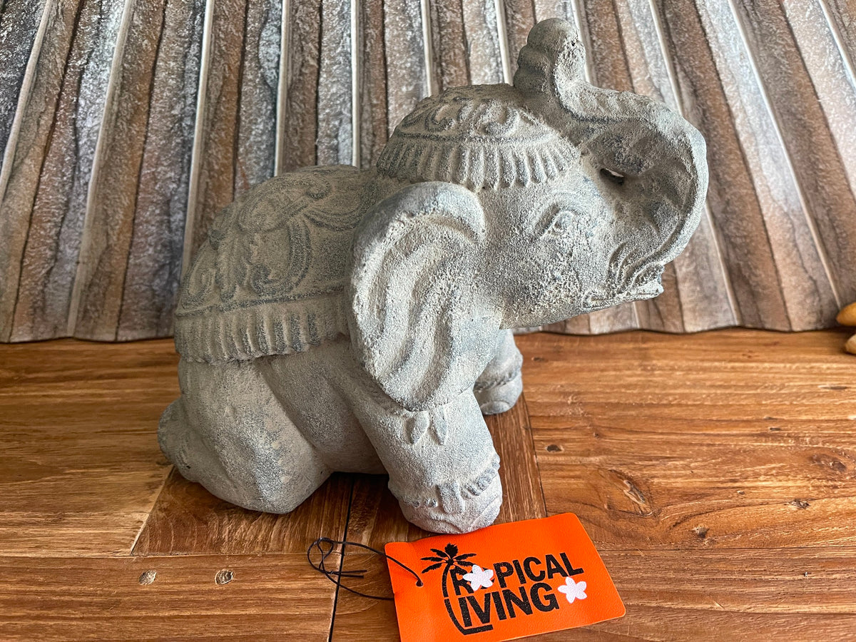 NEW Balinese Cast Concrete Elephant Statue - Bali Elephant Statue