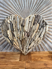 Bali Handmade Driftwood Heart Wall Decor  - Bali Driftwood Wall Art 60cm