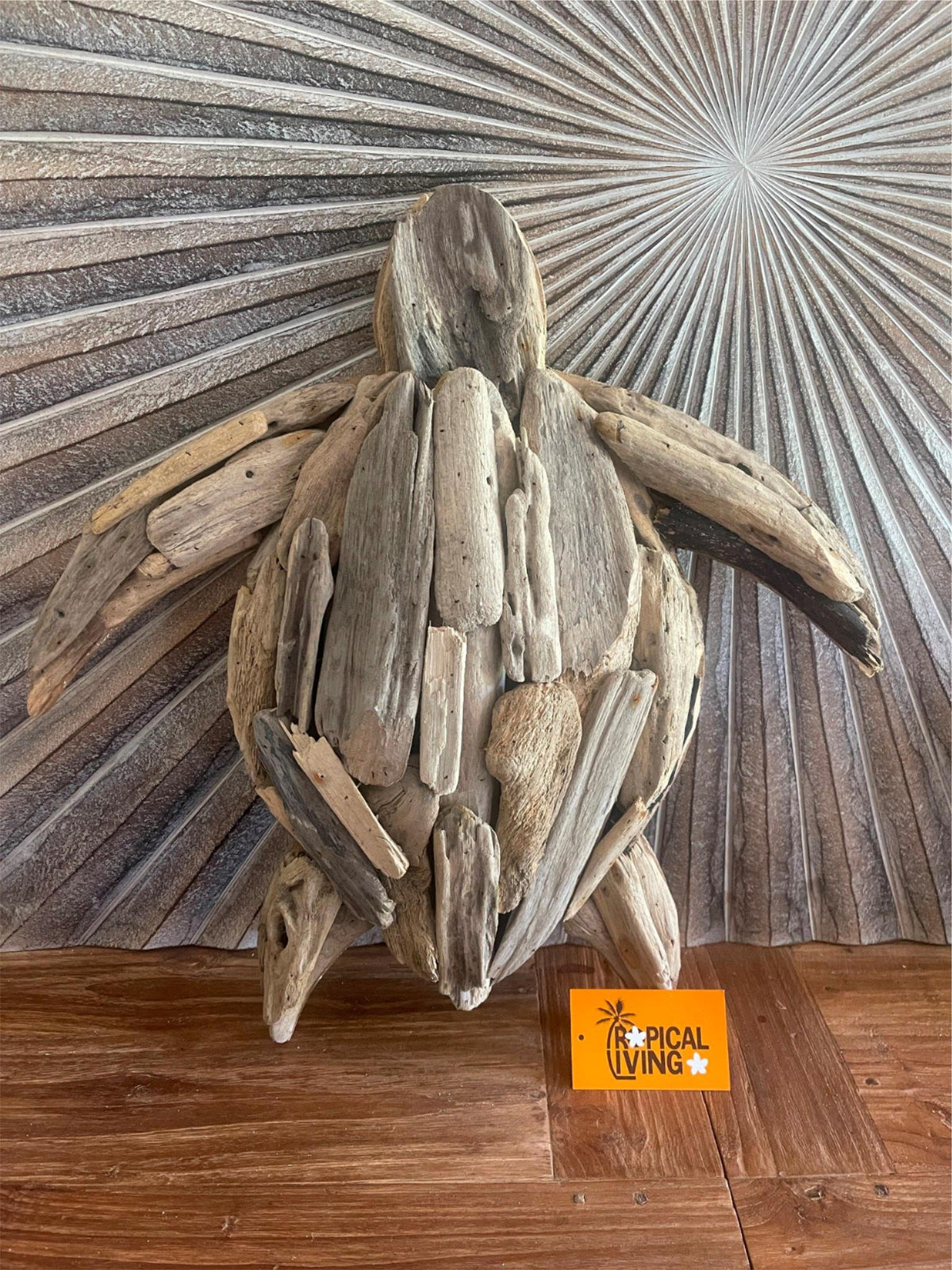 NEW Bali Handmade Driftwood Turtle Wall Decor 50cm - Bali Nautical Wall Art